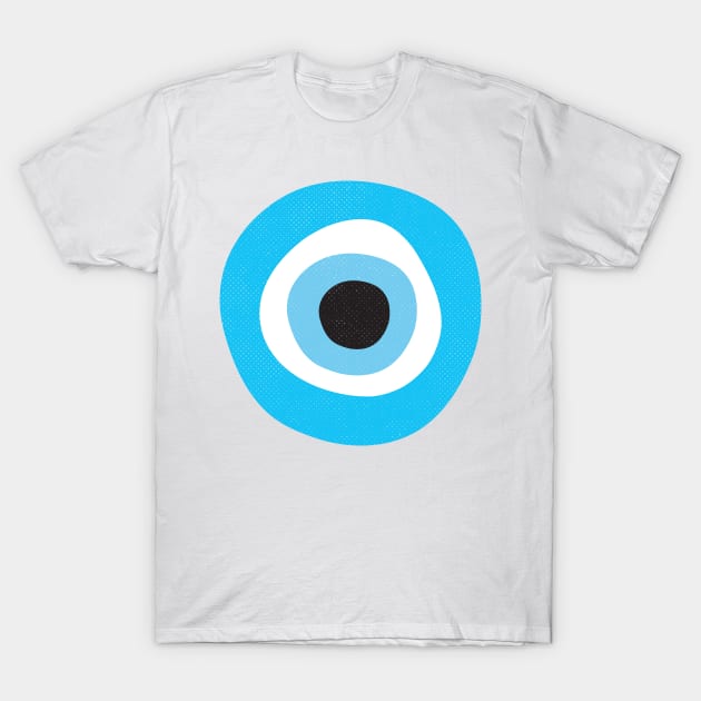 Evil Eye Symbol Light Blue Cyan T-Shirt by Inogitna Designs